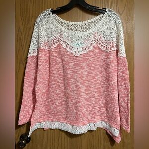 Filly Flair Pink and White Lace Top